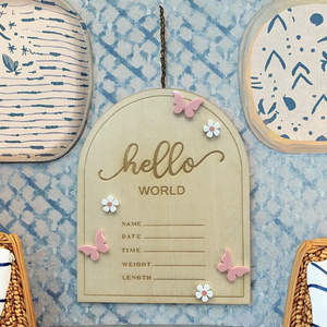 Fée porte Style bébé Souvenir sculpté à la main en bois hôpital annonce de <span class=keywords><strong>naissance</strong></span> - Product Image 6