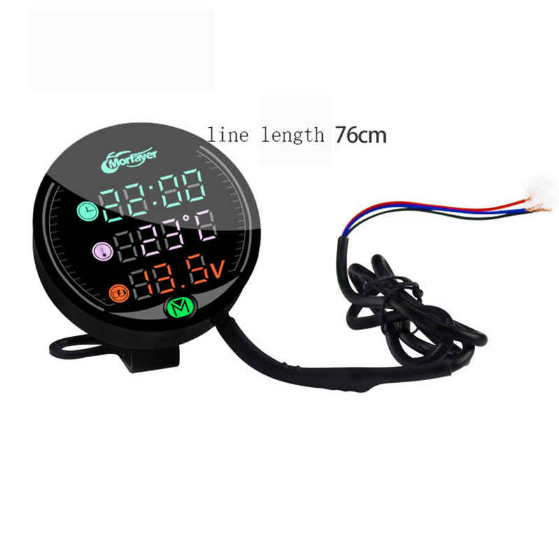 Мотоциклетный измеритель напряжения и температуры четыре в одном, цифровой дисплей, зеркало заднего вида, светодиодное ночное видение, водонепроницаемый измеритель