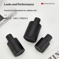 Botol Parfum Kaca Silinder 100ml Matte Black High-end Populer dengan Pompa Semprot, Kosong, Baru, Transparan untuk Serum Perawatan Kulit