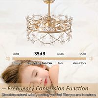 Ventilateur de plafond en cage avec lumière et abat-jour en cristal en forme de fleur pour chambre de fille ou chambre d'enfant