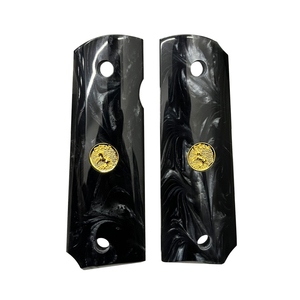 Medallón de Caballo con Incrustaciones de Perla Negra en Polímero Táctico Personalizado para Empuñadura de Colt 1911 1:1 - Product Image 1
