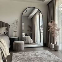 Miroir mural pleine longueur en verre doré avec cadre en aluminium arqué moderne pour la décoration du salon et de la chambre