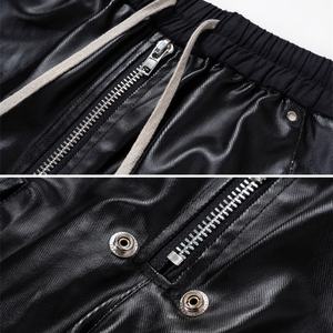 Wholesale Trendy Dark Multi-pocket Cargo Straight-leg Casual Drawstring Matte <b>Waxing</b> Coated <b>Floor</b>-length Baggy Pants for Men - Product Image 3