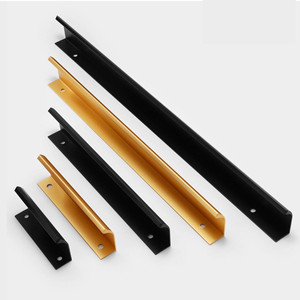 Hiện đại đơn giản cửa xử lý màu đen nhôm tủ xử lý Hidden loại ngăn kéo xử lý cho tủ quần áo ngăn kéo tủ đồ nội thất - Product Image 5