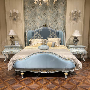 Meubles classiques italiens français de luxe, couleur élégante, costume de chambre à coucher à armature en bois massif - Product Image 1