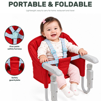 Chaise de table portable pour tout-petits, pliable, avec système de fixation double et poignée antidérapante
