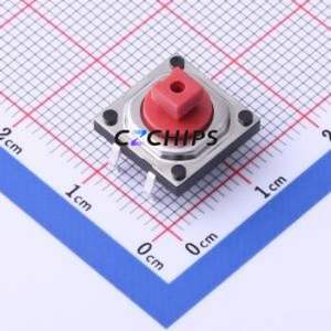 GT-TC113B-H073-L10 Tactile Switch Through hole-4P,12x12mm Switch Single Pole Single Throw Rectangle Button 2.5N Through Hole - Product Image 1