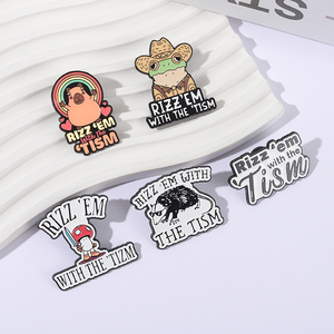 Rizz Em With the Tism Pins en émail, Broches animales (Cowboy, Grenouille, Arc-en-ciel, Capybara), Badges pour sac à dos et revers, Bijoux sur le thème de l'autisme, pour cadeau - Product Image 5