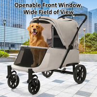 Poussette pliable à 4 roues pour chiens et chats, avec fermeture éclair, rampe de chargement, maille respirante, chariot de voyage extérieur compatible avec les voitures