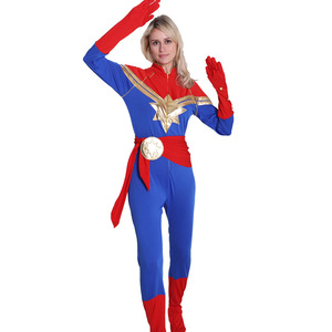 Disfraz de Capitán Marvel para Niños, Conjunto Completo, Traje para Actuaciones, Estampado Rojo, Azul y Dorado para Niños - Product Image 2