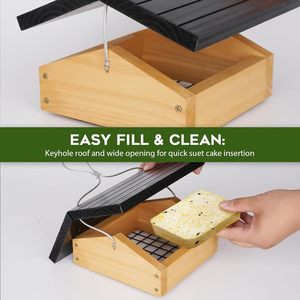 Durable Eco-Friendly Cedar Wood Solid Upside-Down Suet <strong>Feeder</strong> Winter <strong>Bird</strong> <strong>Feeders</strong> Outdoors Hanging Squirrel Proof Easy Refill - Product Image 4
