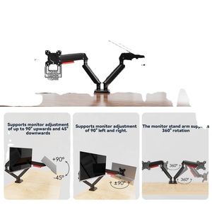 Bras de <span class=keywords><strong>support</strong></span> de double moniteur direct d'usine 17-32 <span class=keywords><strong>pouces</strong></span> de jeu réglable à 90 degrés d'inclinaison 19.8lbs pour <span class=keywords><strong>support</strong></span> de bureau Vesa 75X75 noir - Product Image 5