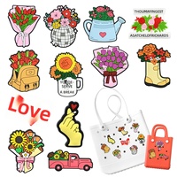 Tas Ember PVC Hiasan Dekoratif Motif Bunga Hari Valentine Gesper Bentuk-I Tas Pantai Aksesoris DIY Penjualan Langsung Pabrik