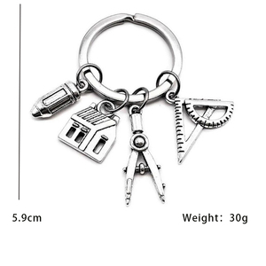 Porte-clés créatif en métal avec règle et boussole, accessoires de bijouterie pour étudiants en ingénierie, architectes, ingénieurs, agents immobiliers - Product Image 6