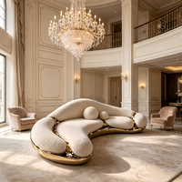 Canapé Courbé de Luxe Italien, Canapé Modulable en Velours au Design Irrégulier pour Villa et Mansion, Canapé Déclaration