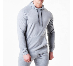 Men's gray hooded track suit full sleeve solid color casual pullover with side pockets autumn wear track suit - Product Image 6