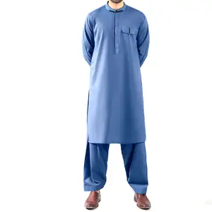 2023 top quality men's party wear Muslim clothing polyester robe slim solid color fashion suit