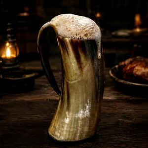 Taza de Cuerno Hecha a Mano Única, Taza para Beber de Cuerno de Búfalo Natural, Regalo - Product Image 1