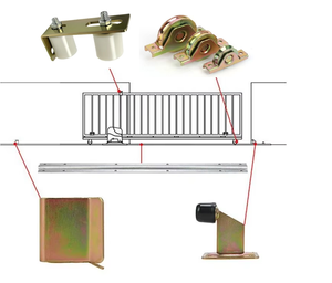 Kit de quincaillerie fiable <span class=keywords><strong>pour</strong></span> <span class=keywords><strong>portail</strong></span> <span class=keywords><strong>coulissant</strong></span> industriel robuste, en acier zingué, avec rail de guidage, roue dentée et système de commande à cantilever - Product Image 2