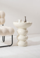 Venta al por mayor de muebles para el hogar nórdico Simple sala de estar blanco redondo de fibra de plástico reforzado sofá mesa auxiliar