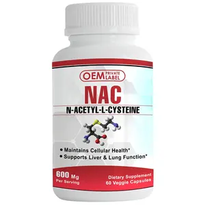 OEM N-Acetyl-Cysteine (NAC) capsules Vegan non-essential amino acid L-Cysteine supplement for liver cellular antioxidant nac