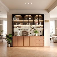 Armoire de chambre principale amovible en bois massif avec plateau en marbre flottant beige mat, multi-tiroirs, pour rangement décoratif et articles divers