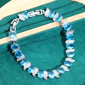 925 ensemble de bijoux en argent pour femmes bébé bleu Zircon Bracelet boucles d'oreilles collier pendentif anneau mariage ou anniversaire Date cadeau - Product Image 5