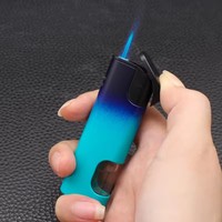 Briquet à flamme jet en métal ZY054 au design moderne, coupe-vent, avec sifflet, idéal pour les cadeaux d'affaires et la vente en gros