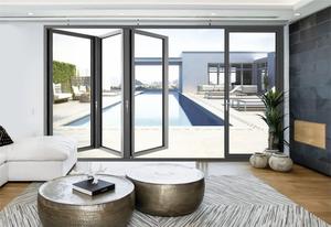 Véranda extérieure en aluminium double vitrage portes pliantes en accordéon nouveau style chinois produit surface finie pour l'extérieur - Product Image 3