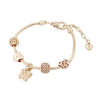 Bracelet perlé DIY tendance en acier inoxydable avec perles à grand trou motif fleur d'amour, accessoires de bijoux pour femmes