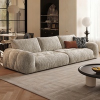 Canapé rétro une place Hua Mu Yun Island en tissu chenille style crème, rembourrage éponge et latex, housse amovible et lavable, pour salon