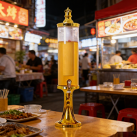 Distributeur de boissons en plastique PC, tour à bière, 5L, argent/or, couleur personnalisée, qualité alimentaire, robinet en céramique intégré, alimenté par énergie solaire
