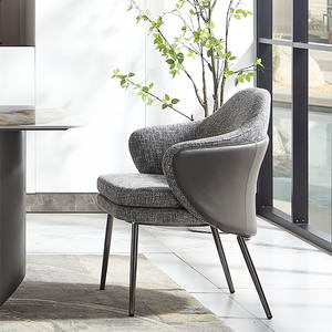 Chaise de café ANGIE de haute qualité pour salle à manger, design moderne avec matériau PU, pieds en acier, chaise de salle à manger individuelle personnalisable pour villa - Product Image 1