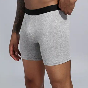Boxers de sous-vêtements longs taille haute pour hommes, shorts de sport légers pour hommes de grande taille, ensemble de caleçons avec pochette pour hommes, en stock - Product Image 3