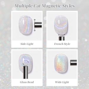 BORN PRETTY - Esmalte de Uñas en Gel UV, Efecto Ojo de Gato, Transparente, Plateado, Iridiscente, Brillante, Súper Flash - Product Image 4