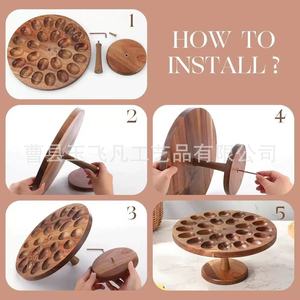 ถาดใส่ไข่ไม้ทรงกลม 30x30x10.5 ซม. ลายร่อง สำหรับจัดแสดงขนมในงานปาร์ตี้ - Product Image 2