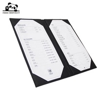 Buku Menu Restoran Ukuran Slim A5 A4 Dua Halaman dengan Logo Custom, Sampul Kulit Buatan, Cetak Custom, Desain Internal, Custom
