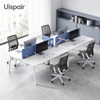 Espace de coworking moderne, bureau moderne avec tiroirs, table d'ordinateur pour 6 personnes, postes de travail en cubicle faciles à assembler