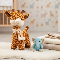 Peluche d'animal de la forêt la plus vendue : girafe, chien, lapin, éléphant – brodée, super douce, anti-stress, cadeau d'anniversaire