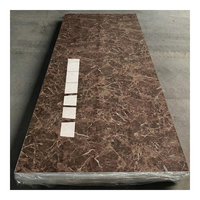 Panneau mural contemporain en PVC imitation marbre brun foncé 1220x2800mm, surface lisse haute brillance, ignifuge, garantie 3 ans pour le commerce