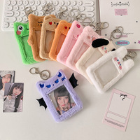 Étui de protection Kpop en peluche animale de dessin animé mignon, format photo de 3 pouces, pour cartes, affichage sur sac à dos et pendentif Kpop pour fans de stars