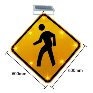 Señal de Cruce Peatonal Solar Electrónica LED, Señal de Tráfico Solar Intermitente, Gran Venta - Product Image 3