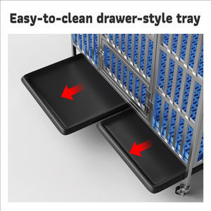 Çok Katmanlı Paslanmaz Çelik Basit Sağlam Köpek Kafesi Tekerlekleri Katlanabilir İstiflenebilir Köpek Kulübesi Çıkarılabilir Tepsi İç Mekan Dış Mekan Hepsi - Product Image 2