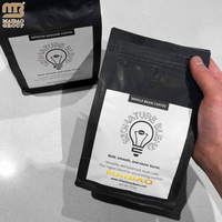 Sacs à café personnalisés avec valve et fermeture à glissière supérieure Sacs en mylar noir mat Sac d'emballage pour café à fond plat en feuille d'aluminium de qualité alimentaire