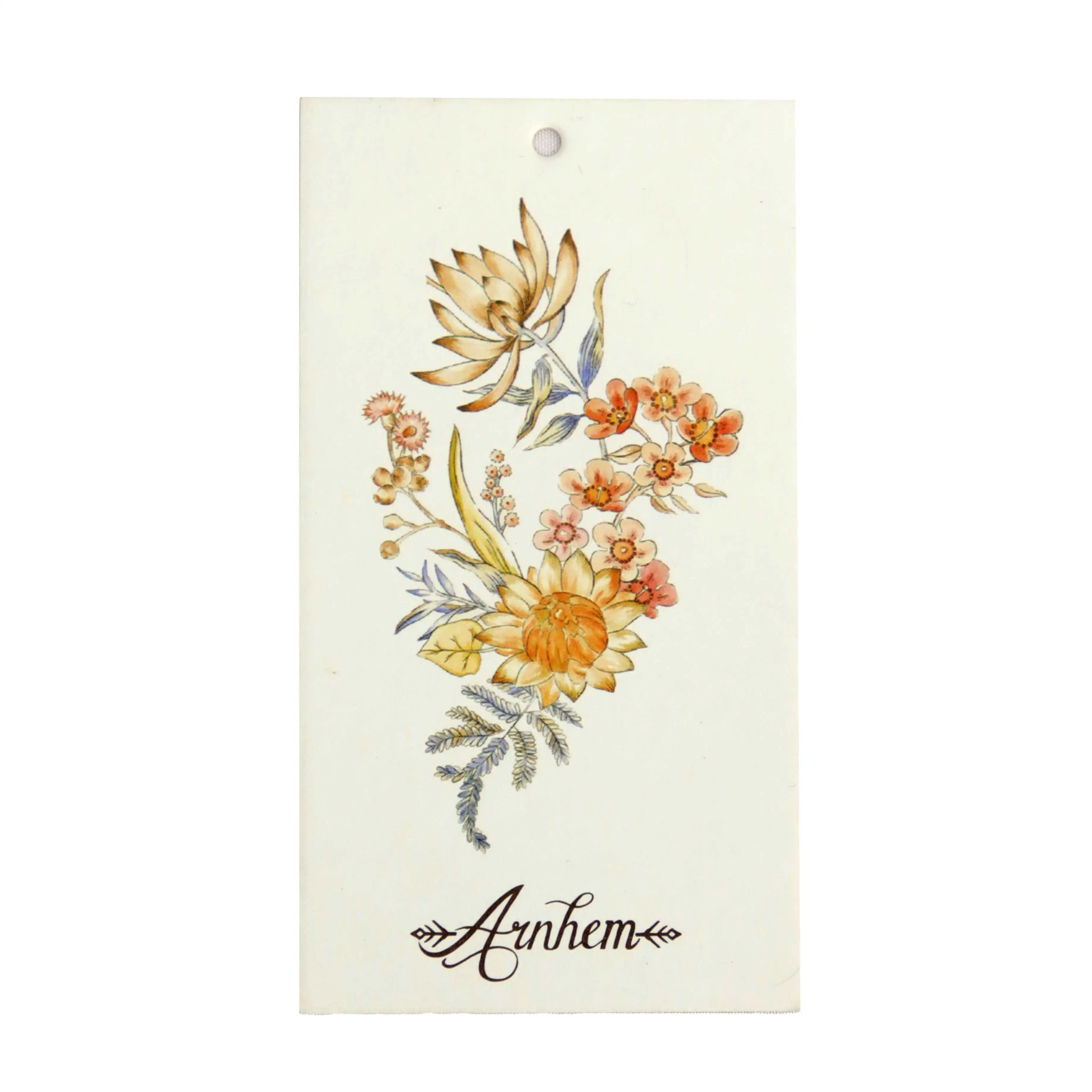 Custom art paper ivory paper tag with CMYK printing and matte lamination