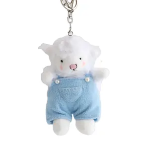 Factory Price Custom OEM 13cm Small Kawaii Sheep Stuffed Animal Plush Toy Lamb Keychain Alpaca Plush Doll Key Ring