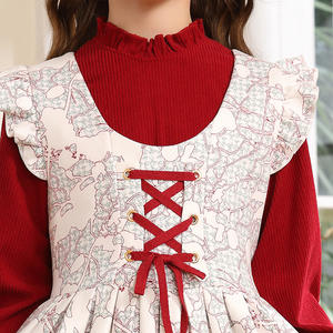 Ensemble de robes deux pièces imprimées pour fille pour l'hiver/automne Débardeur doux à col rond avec petites manches volantes pour enfants - Product Image 5