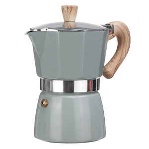 Cafetière à expresso italienne en aluminium noir classique avec poignée en Grain de bois percolateur à café Camping Moka Pot - Product Image 4