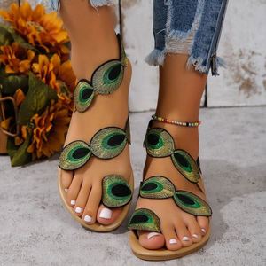 2026 Summer New Ethnic Style Flat Sandals Cross Border Foreign Trade Plus Size Breathable <b>Beach</b> Casual <b>Shoes</b> for Women - Product Image 6