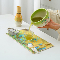 Bol à matcha en céramique avec bec verseur, motif Sakura, glaçure dégradée, Chawan pour cérémonie du thé, logo personnalisé, marque privée